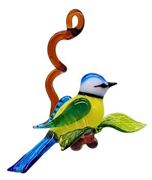 Hängevogel - Blaumeise auf Ast - klein, hellblau